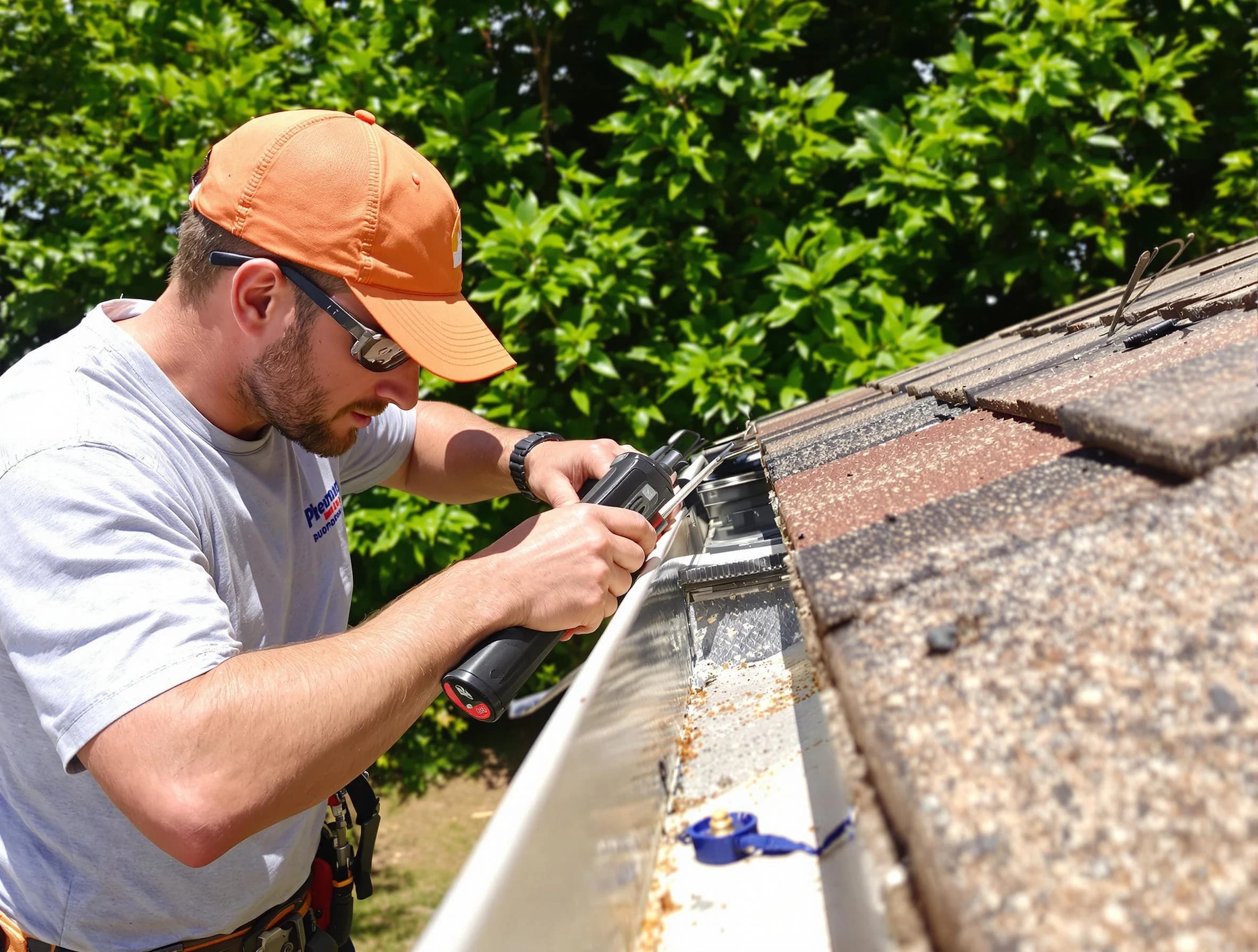 Eastlake Roofing Company specialists conducting a gutter repair in Eastlake, OH