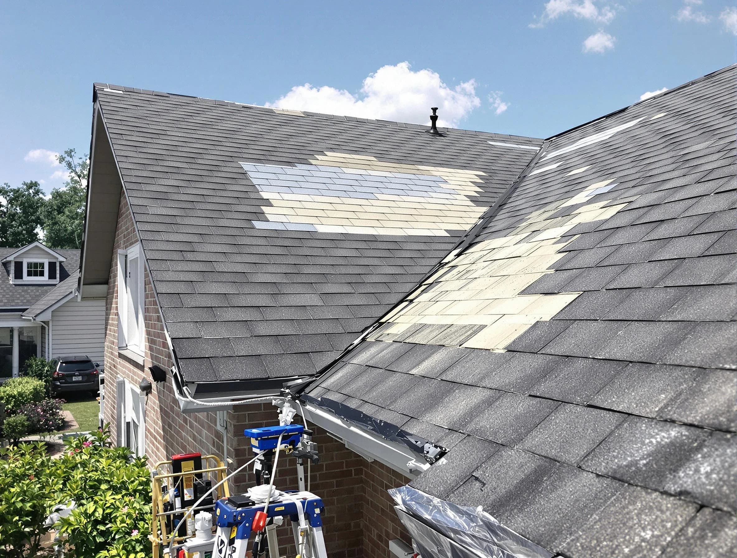 Close-up of roof repairs by Eastlake Roofing Company in Eastlake, OH