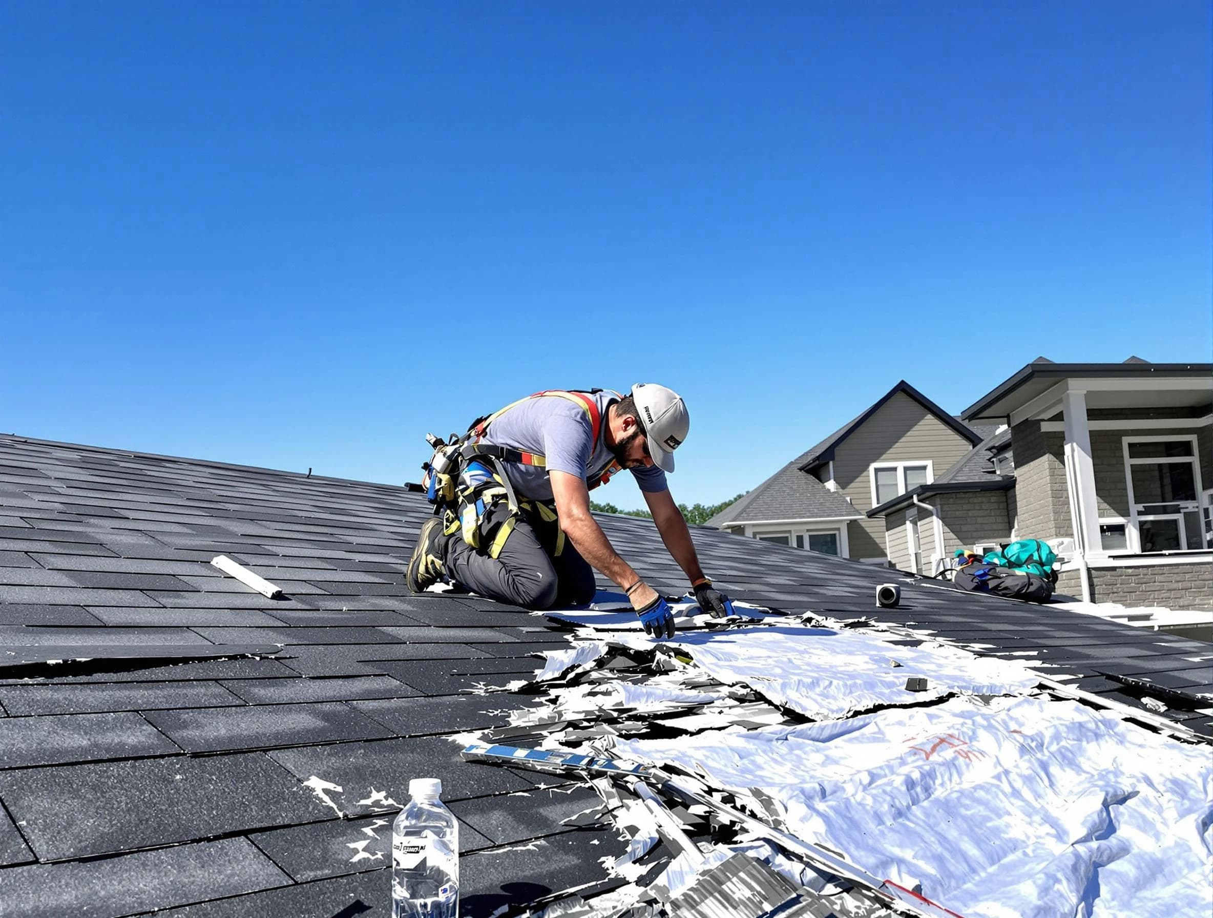 Eastlake Roofing Company repairing a roof section in Eastlake, OH